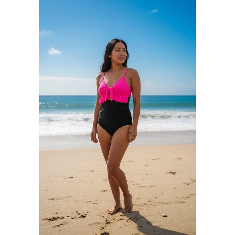 Women’s One Piece Hot Pink and Black Size M